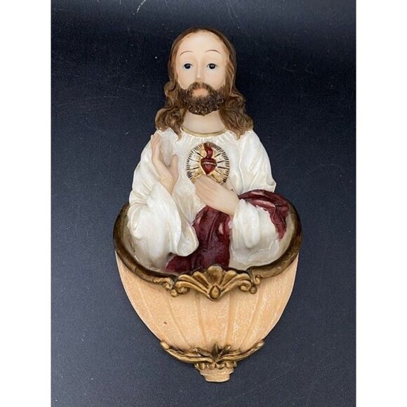 Jesus Florentine Collection Holy Water 6” Font Resin Material - Picture 1 of 6